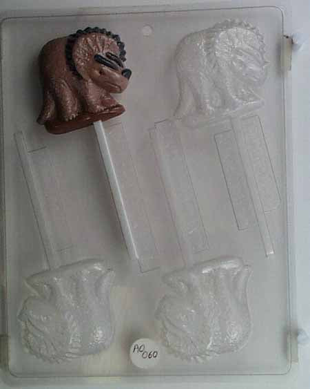 Chocolate// Candy Mold, Lollipop - Dinosaur, Dinosaur Triceratops