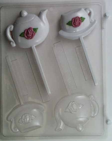 Chocolate// Candy Mold, Lollipop - Any Occassion, Teacup and Teapot with Rose Decor