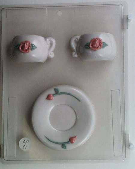 Chocolate// Candy Mold, 3D - Any Occassion, Teacup & Saucer with Rose Decor