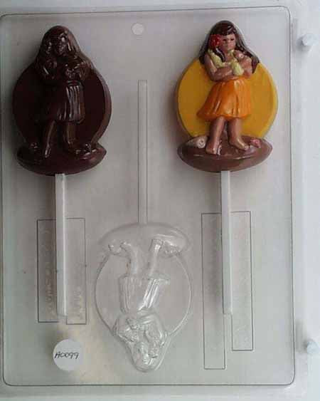 Chocolate// Candy Mold, Lollipop- Any Occassion, Hula girl with Moon