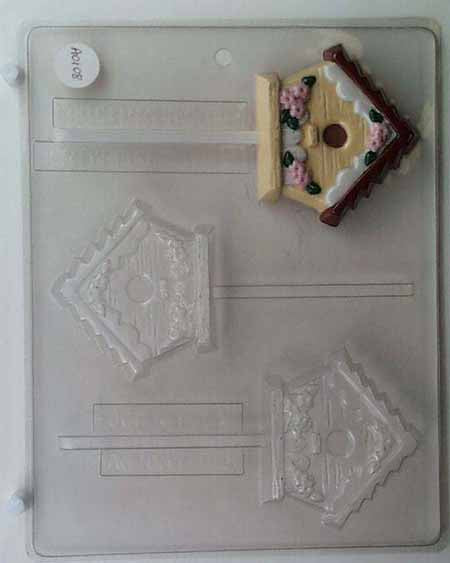 Molde para chocolate, caramelos, piruletas, para cualquier ocasión, casita para pájaros con decoración
