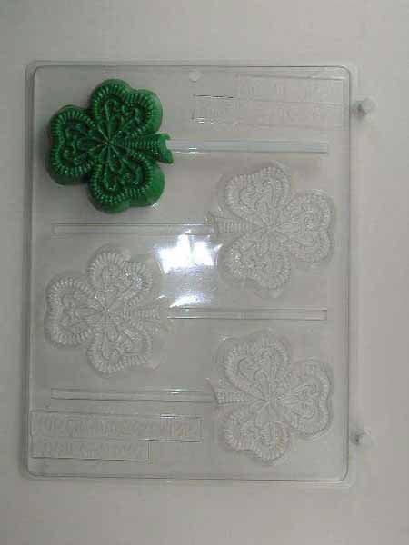 Chocolate// Candy Mold, Lollipop - St. Patty's Day, Ornate Shamrock