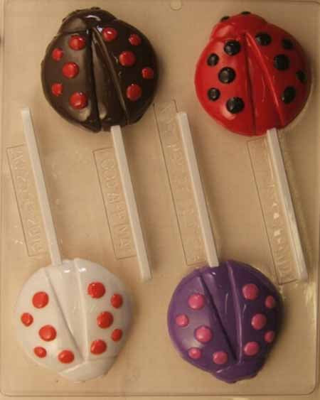 Molde para chocolate/caramelo, piruleta - Animal, Mariquita