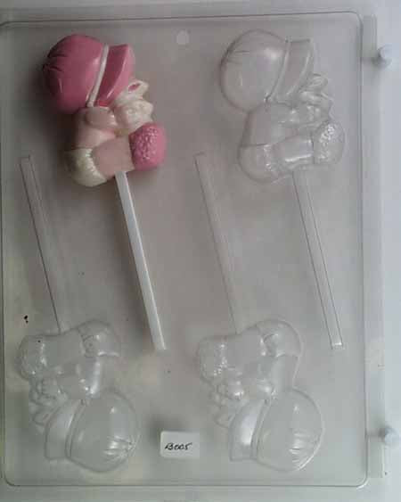 Chocolate// Candy Mold, Lollipop - Baby, Bonnet