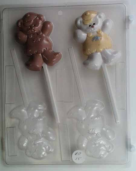 Molde para chocolate/caramelo, piruleta - Bebé, oso niño