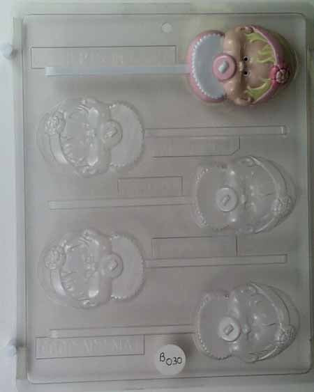 Chocolate// Candy Mold, Lollipop - Baby Shower, Medium Baby Girl with Pacifier