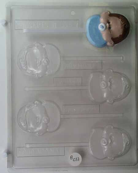 Chocolate// Candy Mold, Lollipop - Baby Shower, Medium Baby Boy with Pacifier