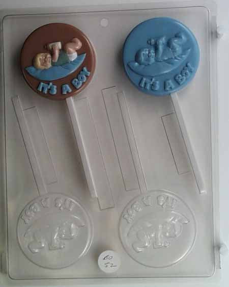 Chocolate// Candy Mold, Lollipop - Baby Shower, "It's a Boy" with Baby Boy on Round