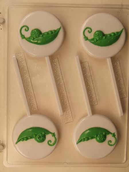 Chocolate// Candy Mold, Lollipop - Baby Shower, Pea in a Pod, One baby on Round