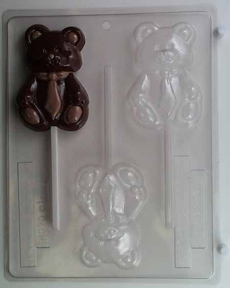 Molde para chocolate/caramelo, piruleta - Animal, oso con corbata