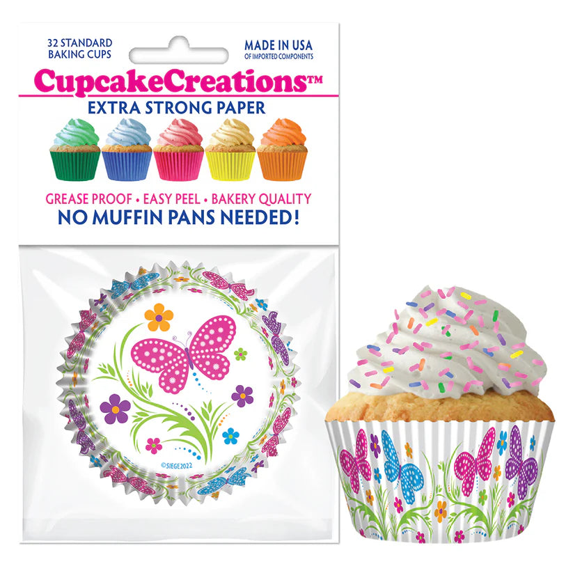 Cupcake Creations // Cupcake Liners "Butterflies" 2" Base x 1 3/8 " Wall