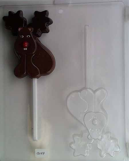 Molde para chocolate/caramelo, piruleta - Animal, alce con dientes de conejo