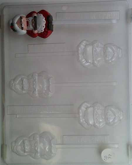 Chocolate// Candy Mold, Lollipop - Holiday, Mrs. Claus Holding Tray
