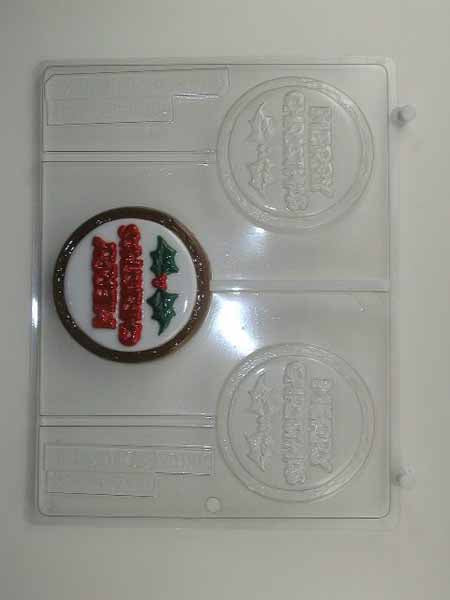 Chocolate// Candy Mold, Lollipop - Christmas, MERRY CHRISTMAS on Round