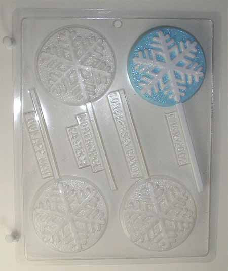 Chocolate// Candy Mold, Lollipop - Holiday, Christmas Snowflake #4 on Round