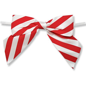 Extra Large Bows // Red & White Stripes with Twisty 4ct