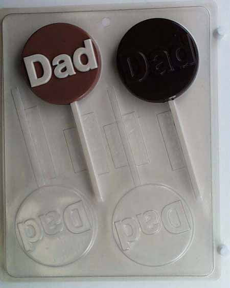 Chocolate// Candy Mold, Lollipop - Father, "Dad" on Round