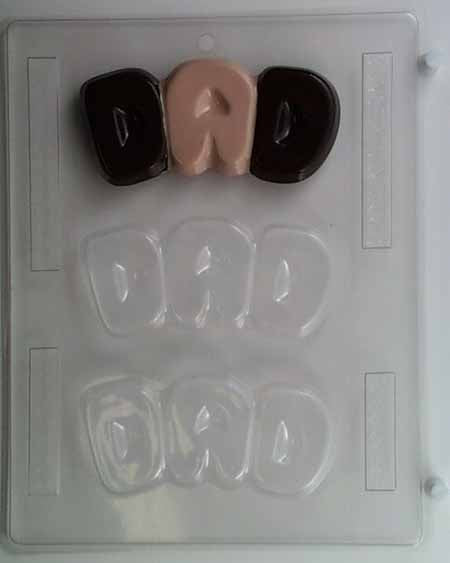 Chocolate// Candy Mold, Father, "Dad" in Bubble Letters