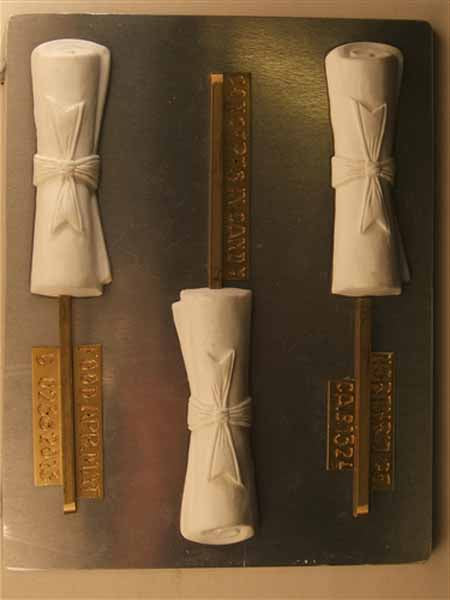 Chocolate// Candy Mold, Lollipop - Graduation, Large Diploma