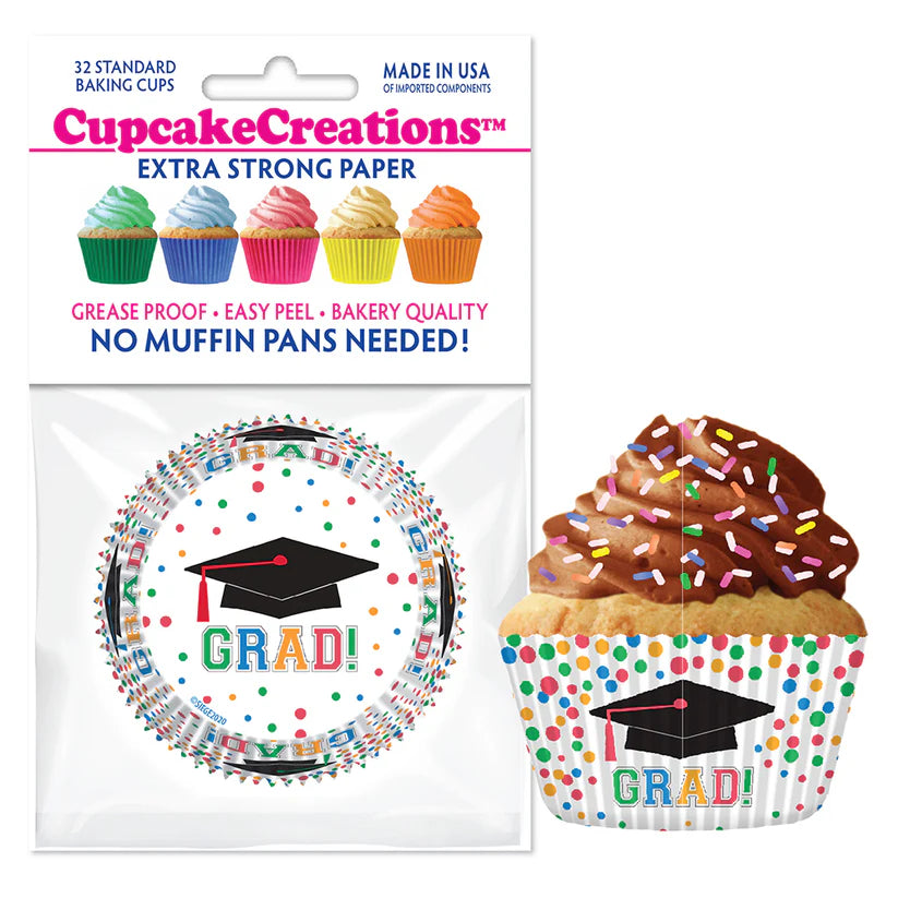 Cupcake Creations // Cupcake Liners "Graduation Dots" 2" Base x 1 3/8 " Wall