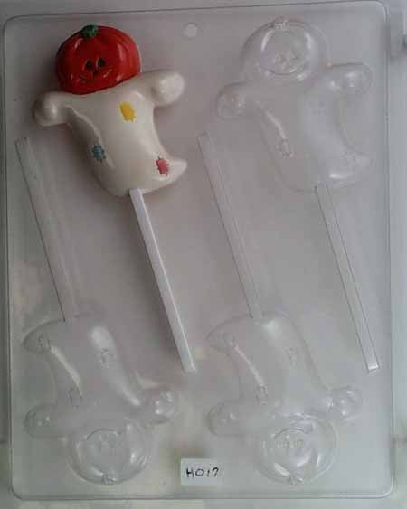Chocolate// Candy Mold, Lollipop - Halloween, Patched Ghost with Pumpkin Head