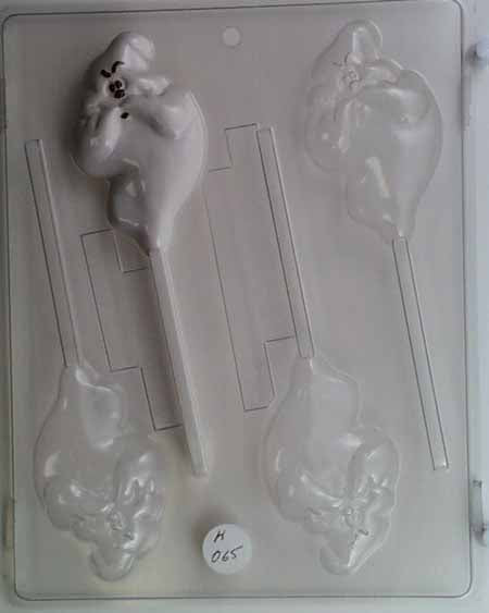 Chocolate// Candy Mold, Lollipop - Halloween, Scared Ghost with Hands in Mouth