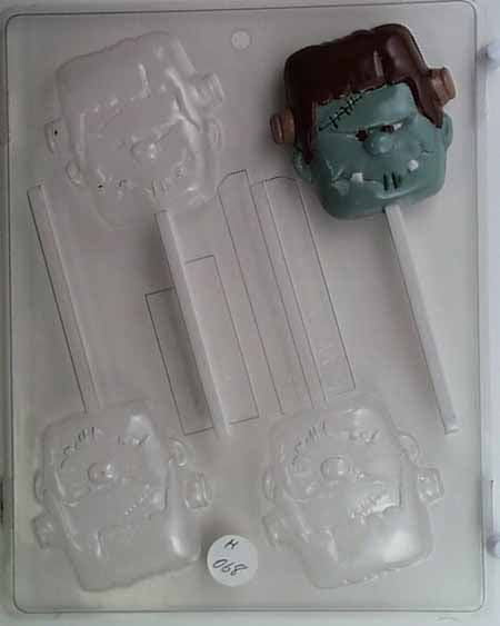 Chocolate// Candy Mold, Lollipop - Halloween, Funny Frankenstein Head