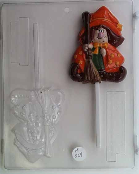 Chocolate// Candy Mold, Lollipop - Halloween, Funny Witch with Broom