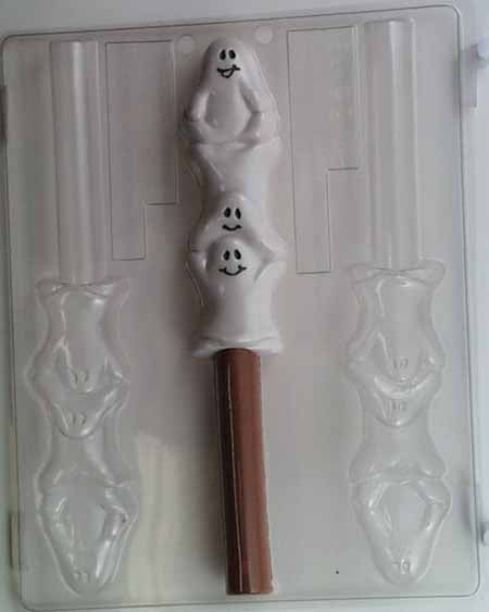 Chocolate// Candy Mold, Pretzel - Halloween, Stack of 3 Cute Ghosts Pretzel Rod