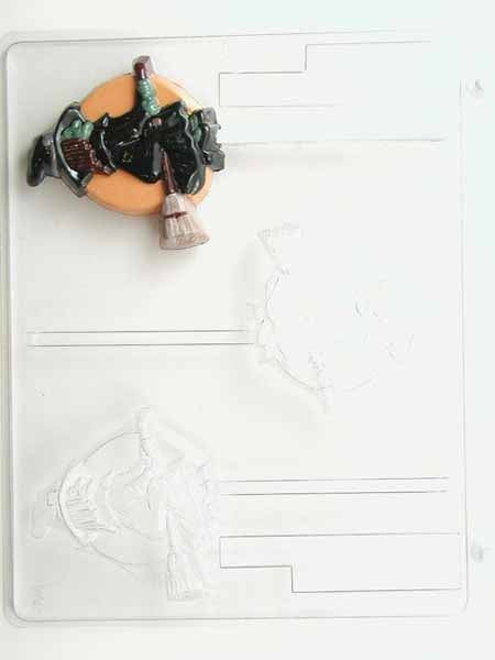 Chocolate// Candy Mold, Lollipop - Halloween, Witch Flying on the Moon
