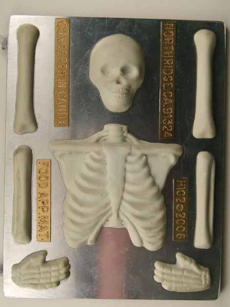 Chocolate// Candy Mold, 3D - Halloween, Large Skeleton, Top Half (Order H103 for Bottom Half)
