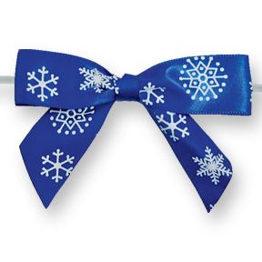 Large Bows // Snowflakes on Blue with Twisty 6ct