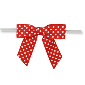 Large Bows // Red Polka Dots with Twisty 6ct