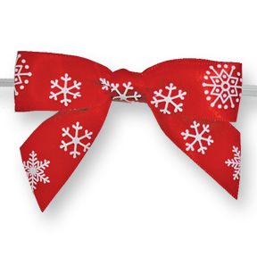 Large Bows // Snowflakes on Red with Twisty 6ct