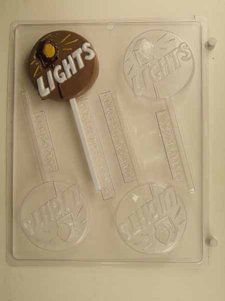 Chocolate// Candy Mold, Lollipop - Hollywood, Klieg Light with "Lights" on Round