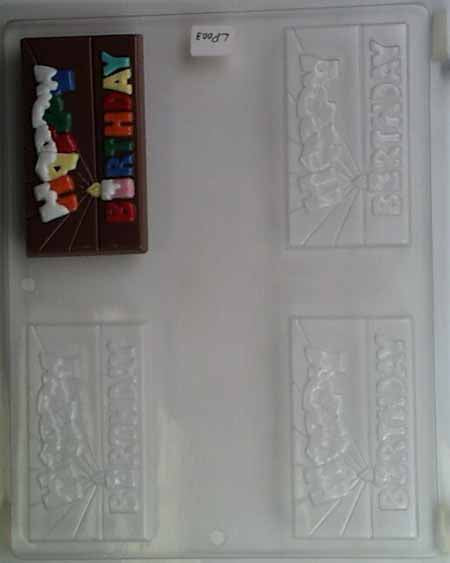 Chocolate// Candy Mold, Birthday, "Happy Birthday" on Bar