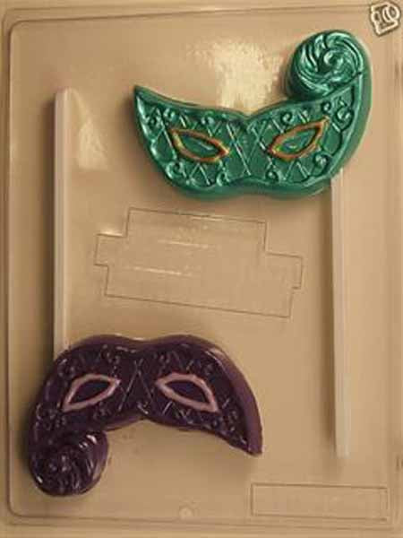 Chocolate// Candy Mold, Lollipop - Party, Mardi Gras Mask with Feather