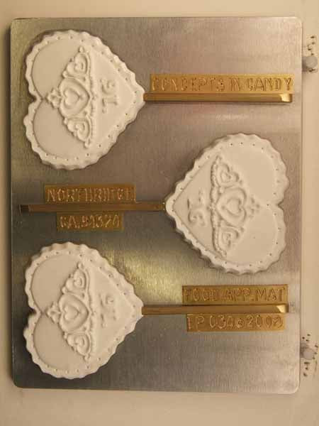 Chocolate// Candy Mold, Lollipop - Birthday, "16" with Tiara on Ruffled Heart
