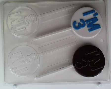 Chocolate// Candy Mold, Lollipop - Birthday, "I'm 3" on Round