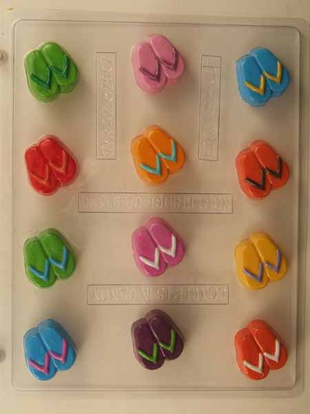 Chocolate// Candy Mold, Mini - Vacation, Small Flip Flop Pair