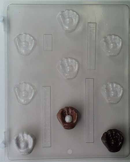 Chocolate// Candy Mold, Mini - Sports, Small Baseball Glove with Ball