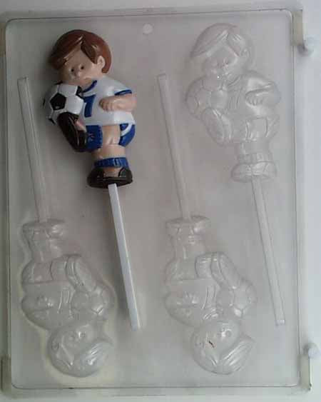 Chocolate// Candy Mold, Lollipop - Sports, Boy Kicking Soccer Ball