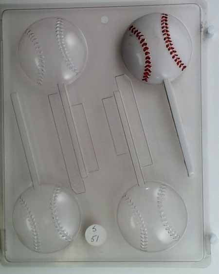 Chocolate// Candy Mold, Lollipop - Sports, Medium Baseballs
