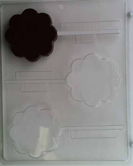Chocolate// Candy Mold, Lollipop - Blank, Large Scalloped Round