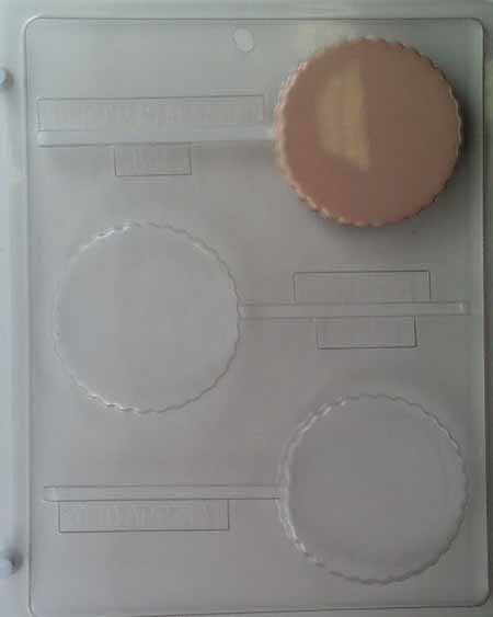Chocolate// Candy Mold, Lollipop - Blank, Medium Crinkle Round