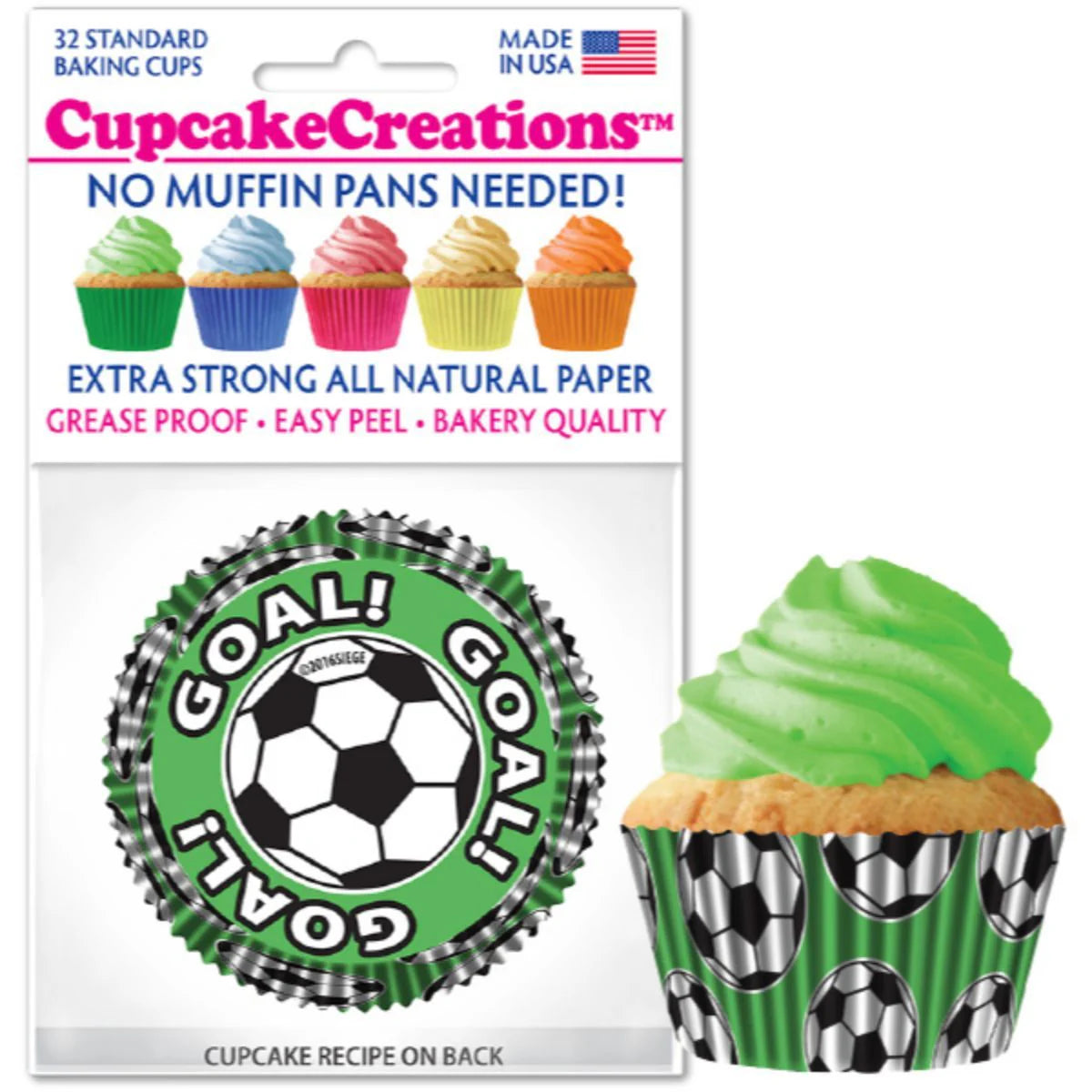 Cupcake Creations // Cupcake Liners "Soccer" 2" Base x 1 3/8 " Wall