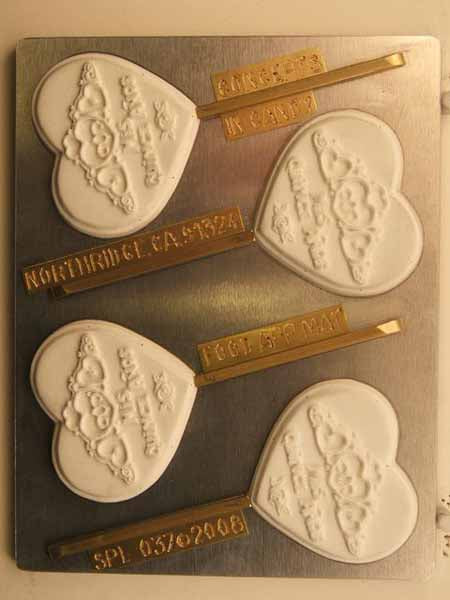 Chocolate// Candy Mold, Lollipop - Quince, Crown with "Mis Quince A–os" on Heart