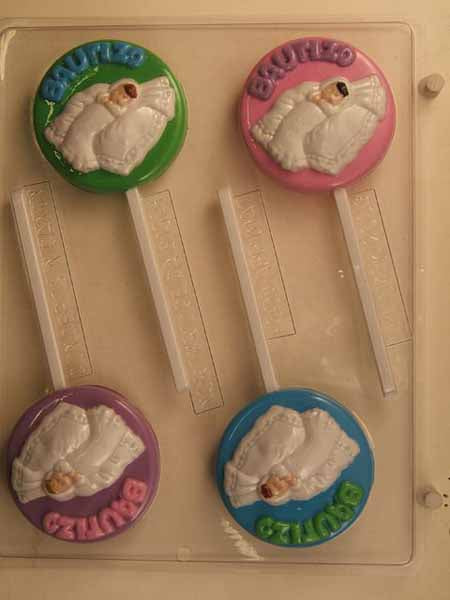 Chocolate// Candy Mold, Lollipop - Quince, 'BAUTIZO' Baby Christening on Round 