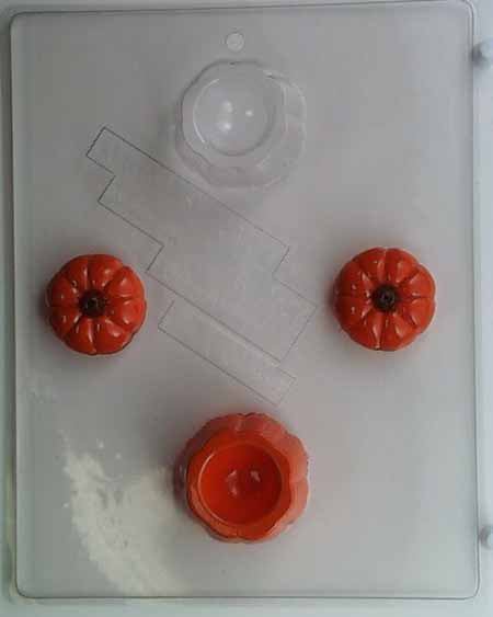 Chocolate// Candy Mold, Pour Box - Thanksgiving, Small Pumpkins, Two each with base and top