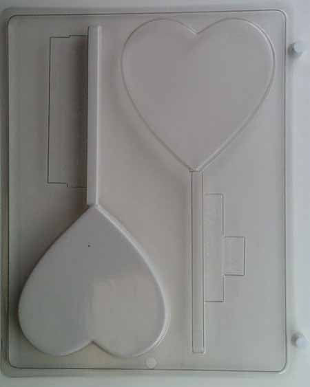 Molde para chocolate/caramelo, piruleta - Amor, corazón plano grande